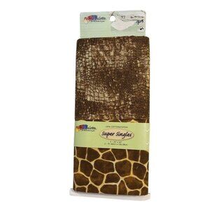 Fabric Bundle Giraffe & Crocodile Print 2 Yds Cotton  Brown Beige